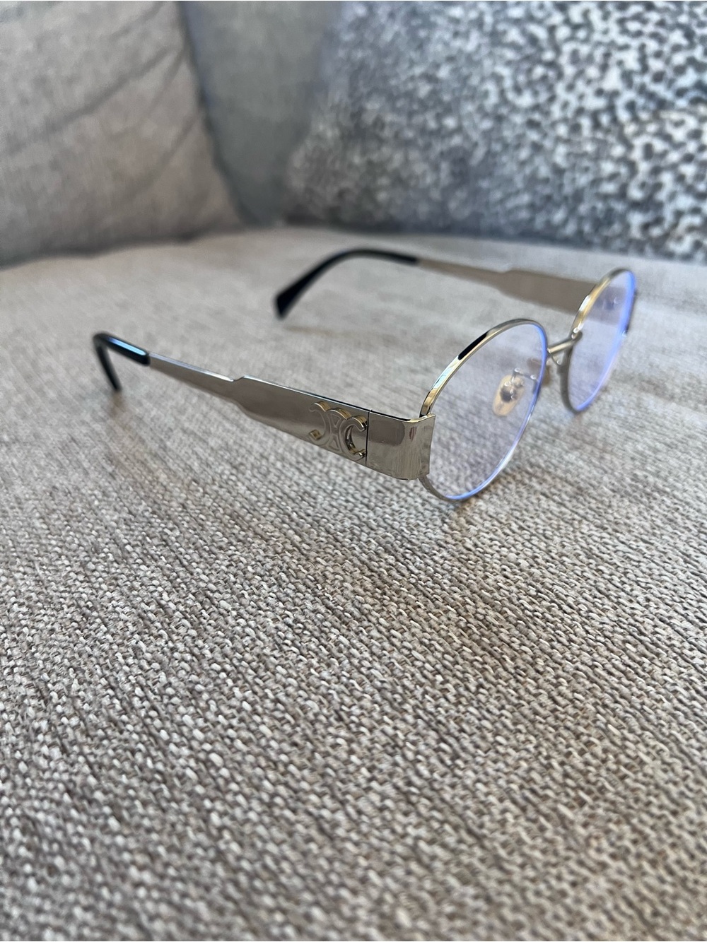 Celine Silver Triomphe Metal Oval Eyeglasses - Picture 2 of 12
